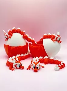 Dragón Cerezo Brillante con Huevo de Cristal | Dragón Articulado de 9 Pulgadas | Lindo Dragón - Imagen 1 de 6