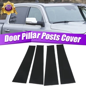 4PC Piano Black Post Pillar Window Door Trims Cover For Dodge Ram 1500 2009-2018 - Picture 1 of 10