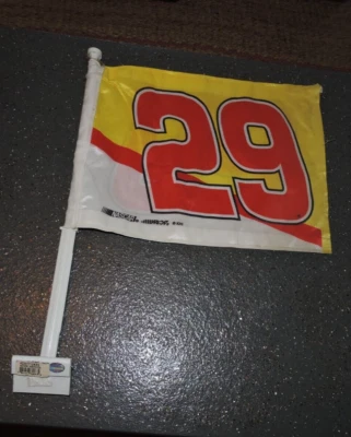 Kevin Harvick #29  Vehicle Flag yellow and red with plastic holder - Image 1 of 4