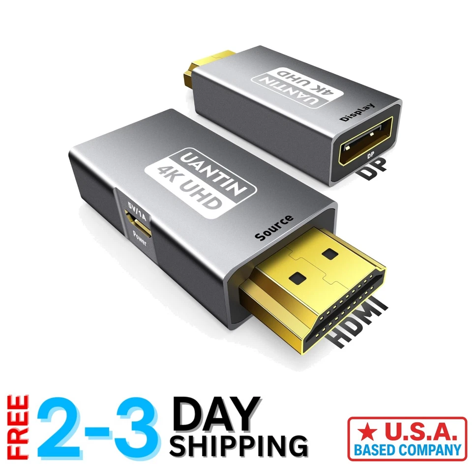 HDMI to DisplayPort Converter - 4K 60Hz, Plug and Play for Gaming and More - Image 1 of 4