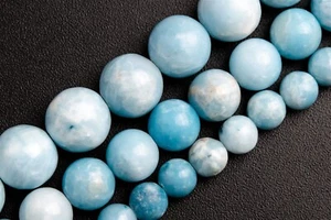 Quartz Beads Larimar Blue Color Grade A Round Gemstone Loose Beads 6/8/10MM - Picture 1 of 3
