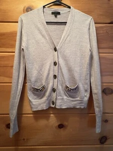 J.Crew Embellished Jewel Grey Cardigan 100% Merinowolle. Damen Größe M. - Bild 1 von 12