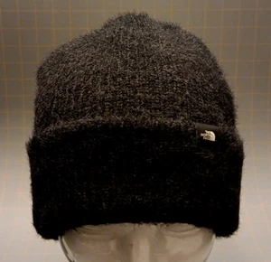 Damen OSFA The North Face schwarz weich flauschig gerippt Strick Winter Beanie Mütze Cap - Bild 1 von 7
