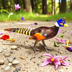 Vintage GKL Germany Murano Style Art Blown Glass Pheasant Game Bird Figurine - Picture 1 of 9