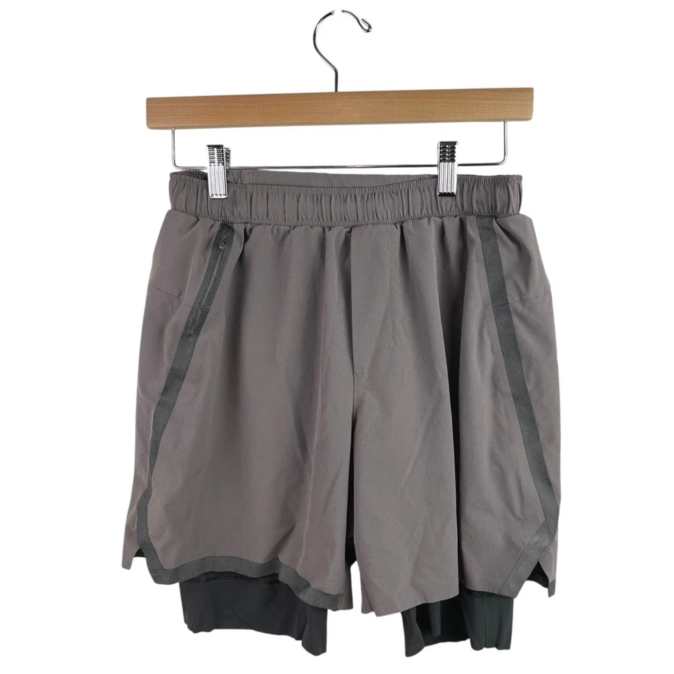 Pantalones Cortos Deportivos para Correr Lululemon Surge Para Hombre Gris Forrado Bolsillo con Cremallera S Foto 1 de 4