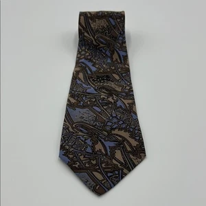 Vintage Pierre Balmain Silk Tie Men's Handmade In Italy Brown and Blue - Picture 1 of 4