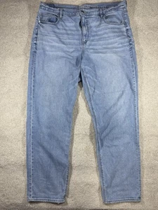 American Eagle Women's 20 Long Strigid Denim Jeans Straight Leg Stretch Med Wash - Picture 1 of 8