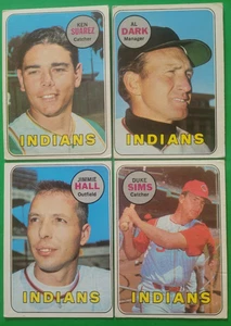 1969 Topps (4) Card Lot Cleveland Indians: JIMMIE HALL, DUKE SIMS, DARK, SUAREZ - Picture 1 of 3