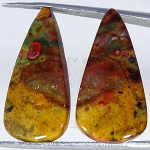 17.70Cts. 100% Natural Blood Stone Pair Pear Gemstone Cabochon 12X23X4MM - Picture 1 of 4