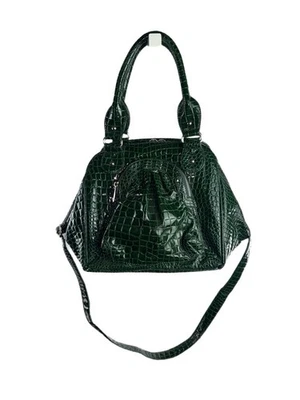 Vintage Women’s Kiss Lock Faux Crocodile Skin Purse Forest Green - Image 1 of 4