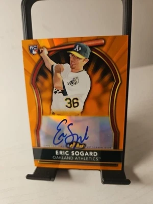 2011 Topps Finest Eric Sogard Orange Refractor Auto RC # 93/99 Oakland Athletics - Image 1 of 2