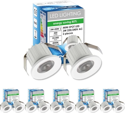 , MINI SPOT LED 3W, Dimmerabile, 300Lumen, Luce Naturale 4000K, Faretto Tondo In - Immagine 1 di 4