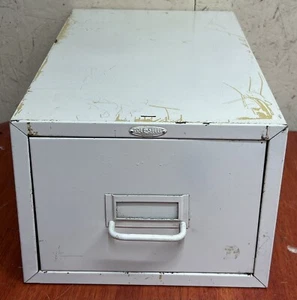 Vintage Cole Steel 1 Drawer Index Card Metal File Cabinet Storage Painted White - Picture 1 of 10