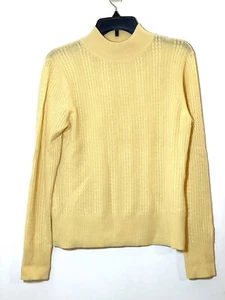 Cashmere Investments Pure Fine Cashmere Sweater Yellow Cable Knit Woman Medium - Picture 1 of 10