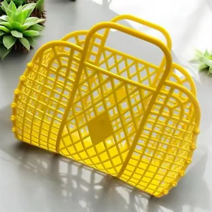 Sun Jellies Rubber Yellow Retro Tote Basket Purse Bag Beach Bag Shower Bag - Picture 1 of 1