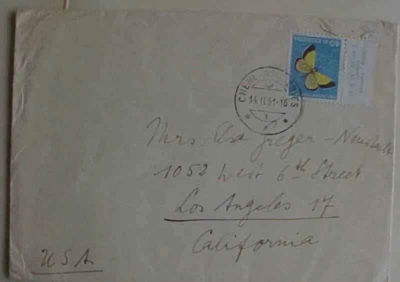 SUIZA MARIPOSA 1951 A EE. UU. SOLAPA RASGADA Foto 1 de 1