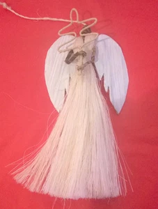 Ángel de sisal hecho a mano (4 pulgadas) decoración de árbol de Navidad - Imagen 1 de 3