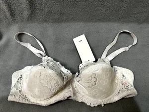 NEW Womens BRA full Cup WHITE Push Up 34 A lace Underwire Padded removable strap - Picture 1 of 9