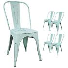 Metal Indoor-outdoor Chairs Distressed Style Kitchen Dining Chairs Stackable ...