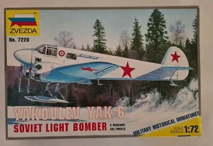 Yakovlev Yak-6 Soviet Light Bomber, Zvezda 7220, M 1:72 Red Army Model Kit - Picture 1 of 7