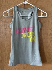 Girl’s Youth Large Gray Under Armour Tank Top “Beat Me Dream On” Fitted - Picture 1 of 5