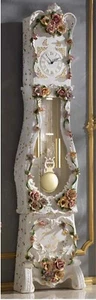 Orologio a Pendolo a Colonna da Soggiorno Orologi in Ceramica Fiori Capodimonte - Imagen 1 de 10