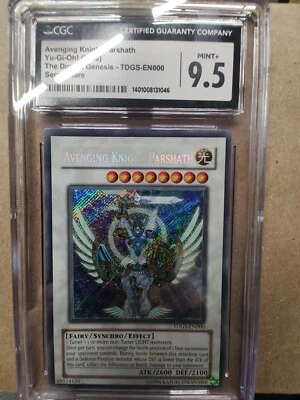 CGC 9.5 Yugioh TDGS-EN000 Avenging Knight Parshath Secret Rare 2008 Unlimited Ed - Image 1 of 2