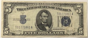 "US $5 Bill" 1934 D 'Silver Certificate' Note Blue Seal - Circulated 💥 🔥 - Picture 1 of 2