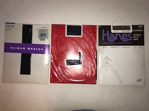Set of 3 Hanes, Charles Jourdan, Neiman Marcus Pantyhose Size B Black, Sheer - Picture 1 of 1