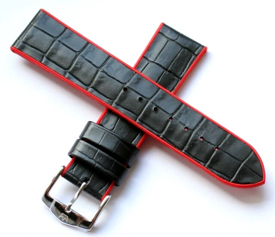 CORREA DE RELOJ HÍBRIDA DE CUERO DEPORTIVO IMPERMEABLE NEGRA/ROJA 20 MM ZRC ¡ÚLTIMA! Foto 1 de 4