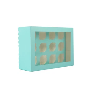 Papyrus & co Scalloped Tall Cupcake Box (12 hole) - Pastel Blue - Picture 1 of 2