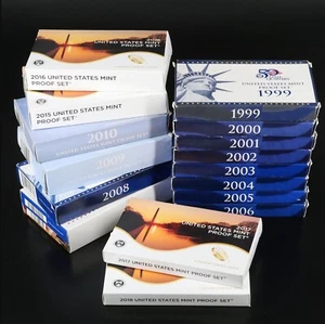 Sixteen U.S. Mint Proof Sets, 1999 to 2018 - Picture 1 of 9