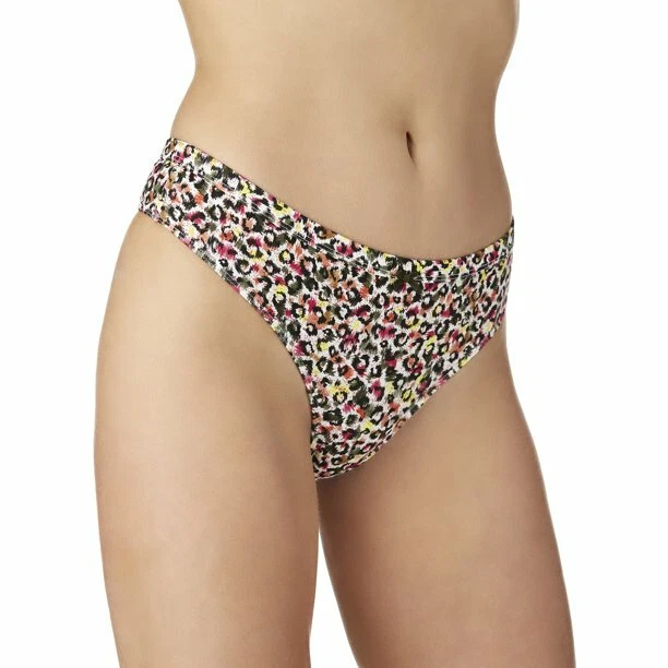 No Boundaries Women's Cotton Thong Panties Size MEDIUM Black Multi Animal Print  - Image 1 of 1