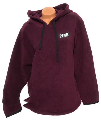 UNDERCOVER Felpa con cappuccio sherpa rosa Victoria’s Secret pullover top bordeaux taglia L
