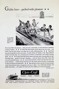 VINTAGE 1930er Jahre Druckanzeige ~ Chris-Craft Boote ~ Jeder Tag ist voller Vergnügen... - Bild 1 von 1
