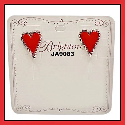 Brighton DAZZLING LOVE HEART Post Earrings RED JA9083 NEW ON CARD WITH TAG - Image 1 of 3