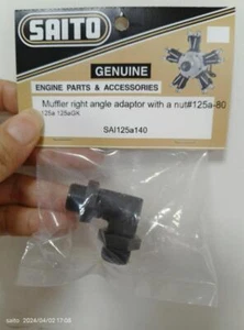 Rc Saito Engine Four-Stroke Muffler Right Angle Adapter w/Nut SAI125a140 125a-80 - Picture 1 of 2