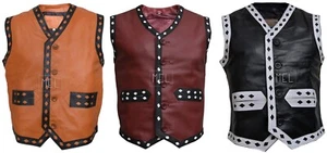 REAL LEATHER WARRIOR VEST THE WARRIORS MOVIE MOTORCYCLE RIDER COSTUME JACKET - Picture 1 of 14