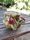 vintage hand crafted 3d  ladybug flower signed small pottery cottage core Vace