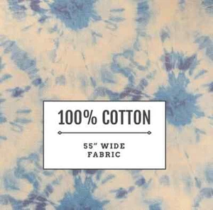 60” Width 100% Cotton Blue Tie Dye Fabric 1 Yard Piece Sewing Quilting - Picture 1 of 3