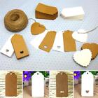 10/25/50/100 Kraft Paper  Gift Tags Scallop Label  Rectangular Blank +  Strings*UK*