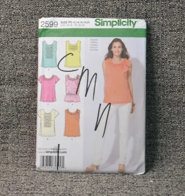 Blusa UC Simplicity Escote Volantes Acentos Top Patrón Costura 2599 Talla 12-20 Foto 1 de 3