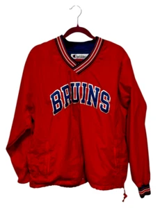 Champion Bruins Jersey Nylon Windbreaker Pullover V-Neck Orange Size Small - Picture 1 of 6