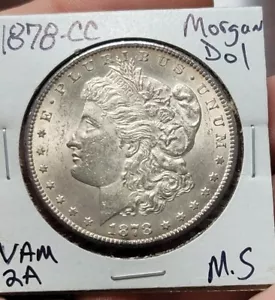 1878 CC MORGAN DOLLAR- $1 US - FIRST YEAR - 90% SILVER - MS VAM 2A - ( RAW1602 ) - Picture 1 of 5