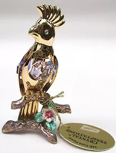 4172 pappagallo su ramo cristallo Swarovski 24 carati vero oro Crystal Temptations - Foto 1 di 1