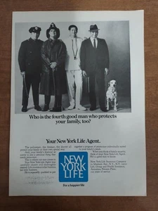 Anuncio impreso vintage New York Life 1970 policía bombero médico agente de seguros - Imagen 1 de 1