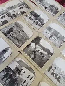 EARLY ANTIQUE STEREOSCOPE CARD 17 X LOT ESTATE FIND MILITARY LANDSCAPE CITY - Picture 1 of 11