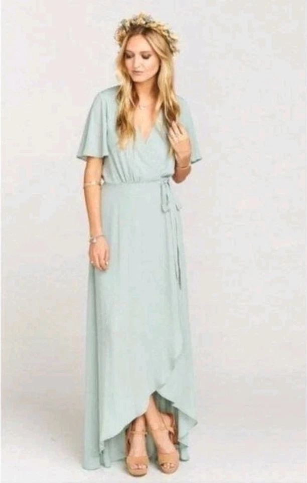 Show Me Your Mumu Sophia Envoltura Plata Salvia Etérica Corbata Flujosa Cintura Talla L Foto 1 de 4