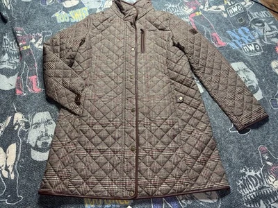 Chaqueta para mujer Ralph Lauren talla L marrón pata de gallo mini acolchada a cuadros Foto 1 de 4