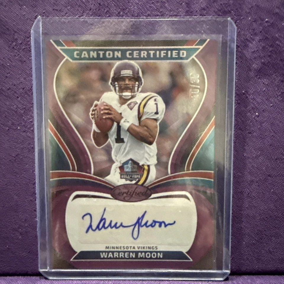 WARREN MOON CAN-WMO 2025 certificado Panini Canton púrpura automático/30 HOF Foto 1 de 2